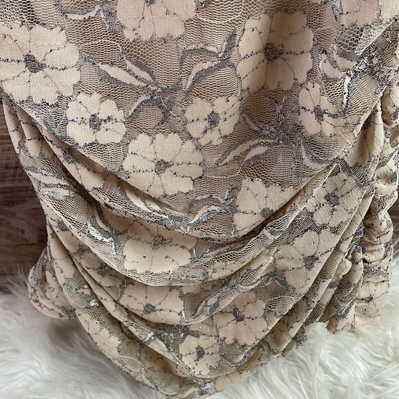 A.Byer Ladies Ruched Lace Ruffled Short Sleeves Top Blouse SZ Med Y2K - Picture 7 of 7